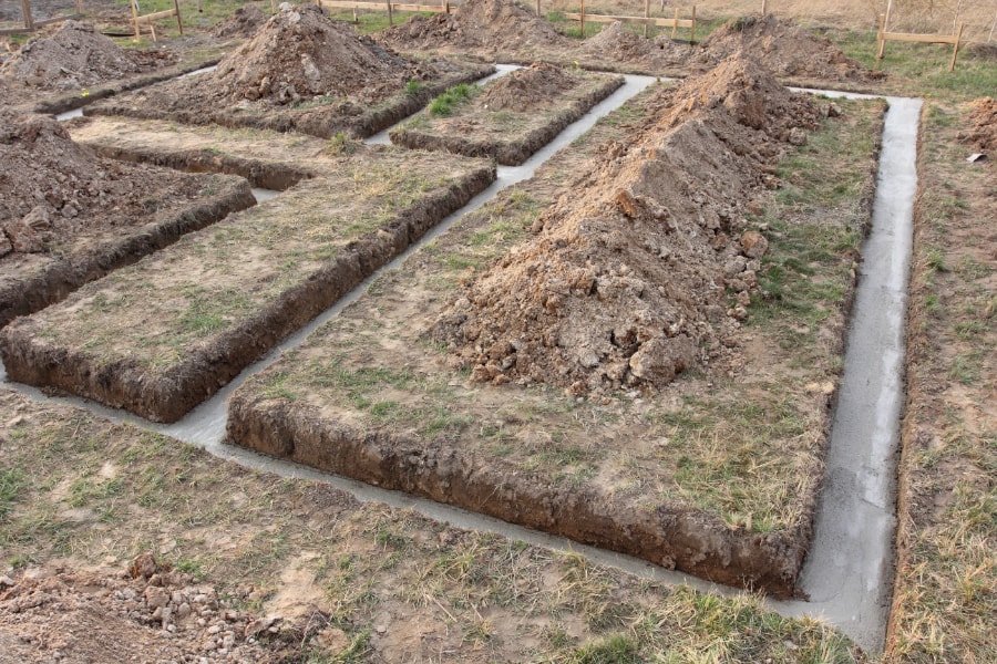 Footings dug and concrete poured for new build house outside Swansea